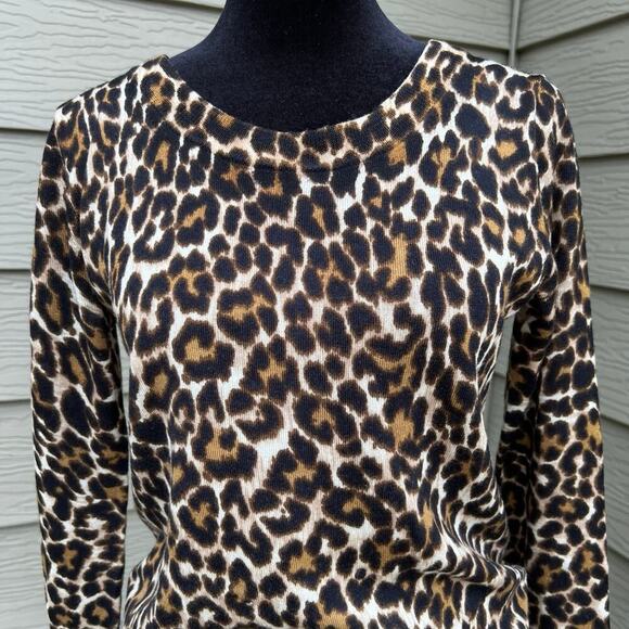 J. Crew MERINO WOOL leopard print lightweight sweater, women's size XS - Picture 1 of 7